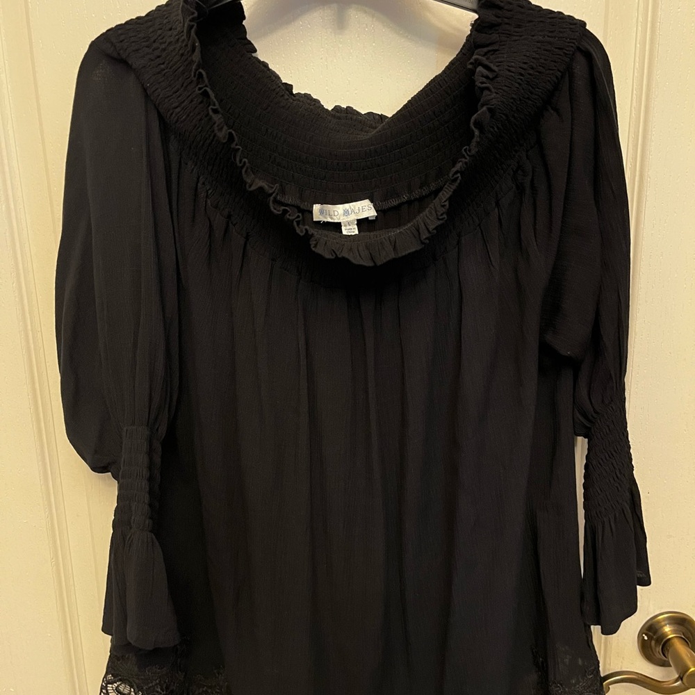 Off the shoulder black blouse